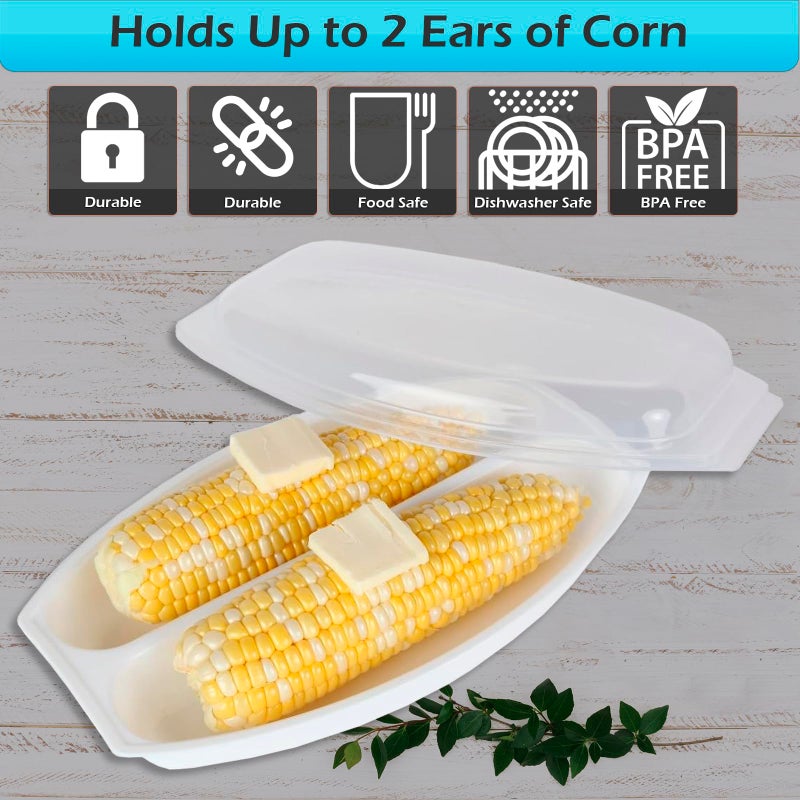 Home-X مبخر الذرة بالميكروويف من هوم-إكس مع غطاء - خالي من BPA، آمن للغسل في غسالة الصحون، غطاء محكم للذرة في الميكروويف لطهي الذرة بشكل لذيذ ومثالي في دقائق - Image 4